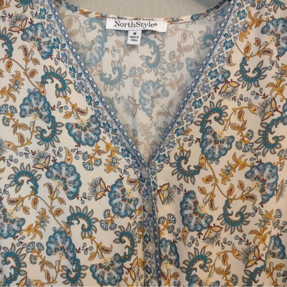 NorthStyle V-neck Drawstring Waisted Peasant Tunic Top/Dress Size Medium - Picture 5 of 13